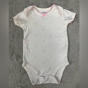 White and Pink Polka Dot Baby Onesie